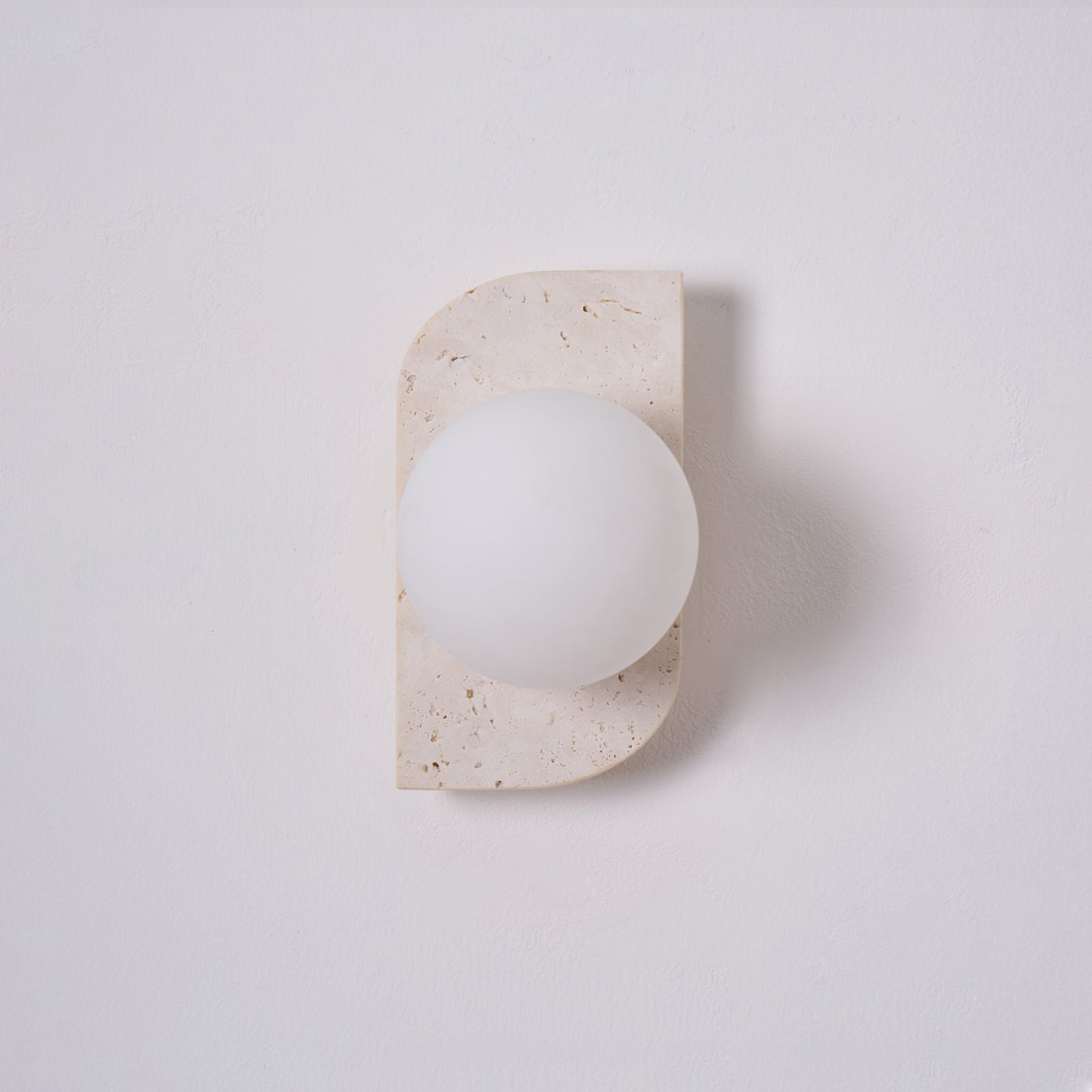 Glauke - Travertine and Glass Globe Plug-In Light