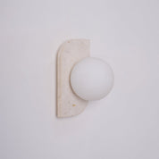 Glauke - Travertine and Glass Globe Plug-In Light