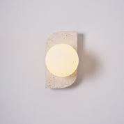 Glauke - Travertine and Glass Globe Plug-In Light