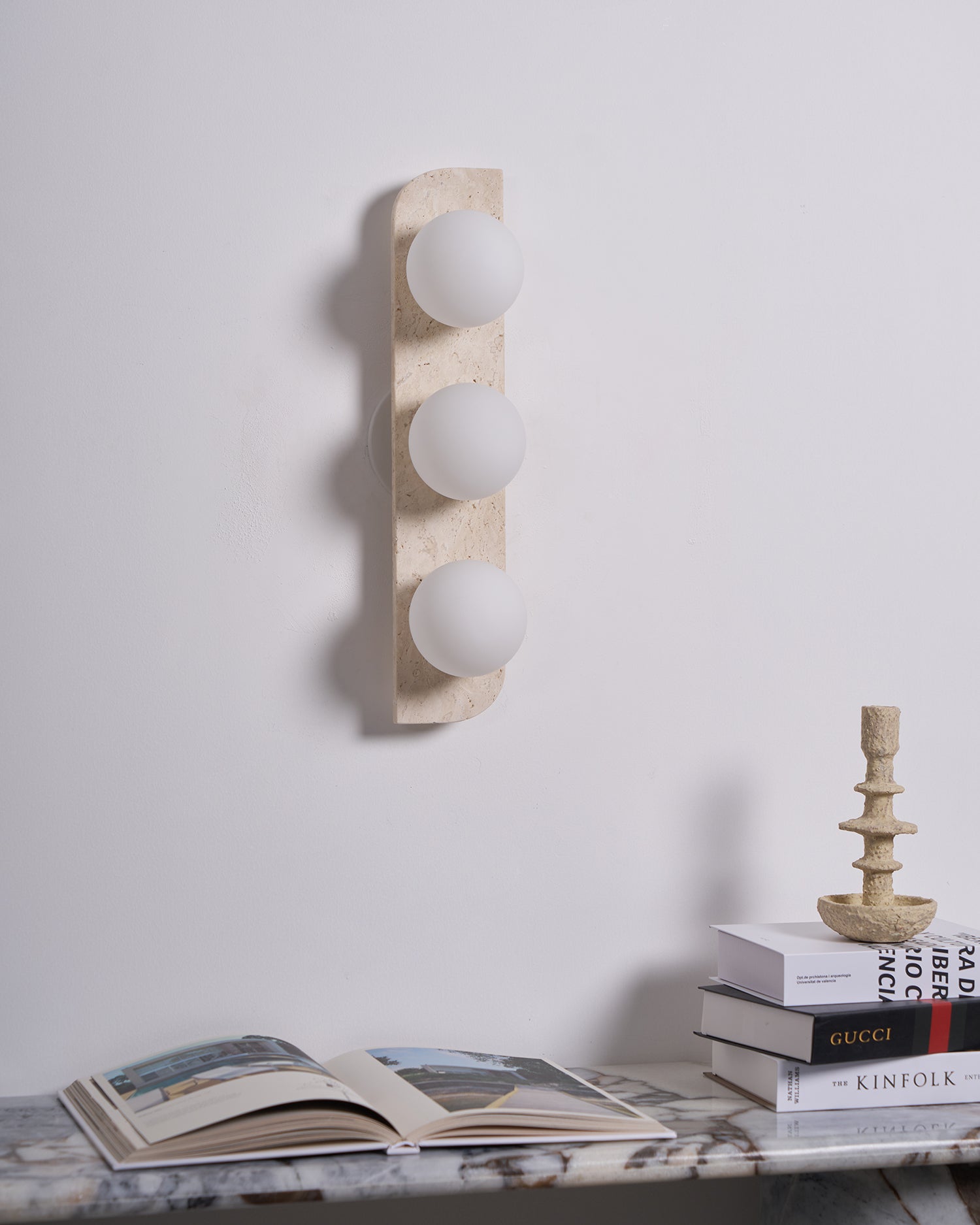 Phaidra - Globe Travertine Wall Light