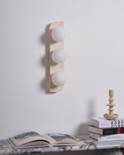Glauke - Travertine and Glass Globe Plug-In Light