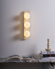 Glauke - Travertine and Glass Globe Plug-In Light
