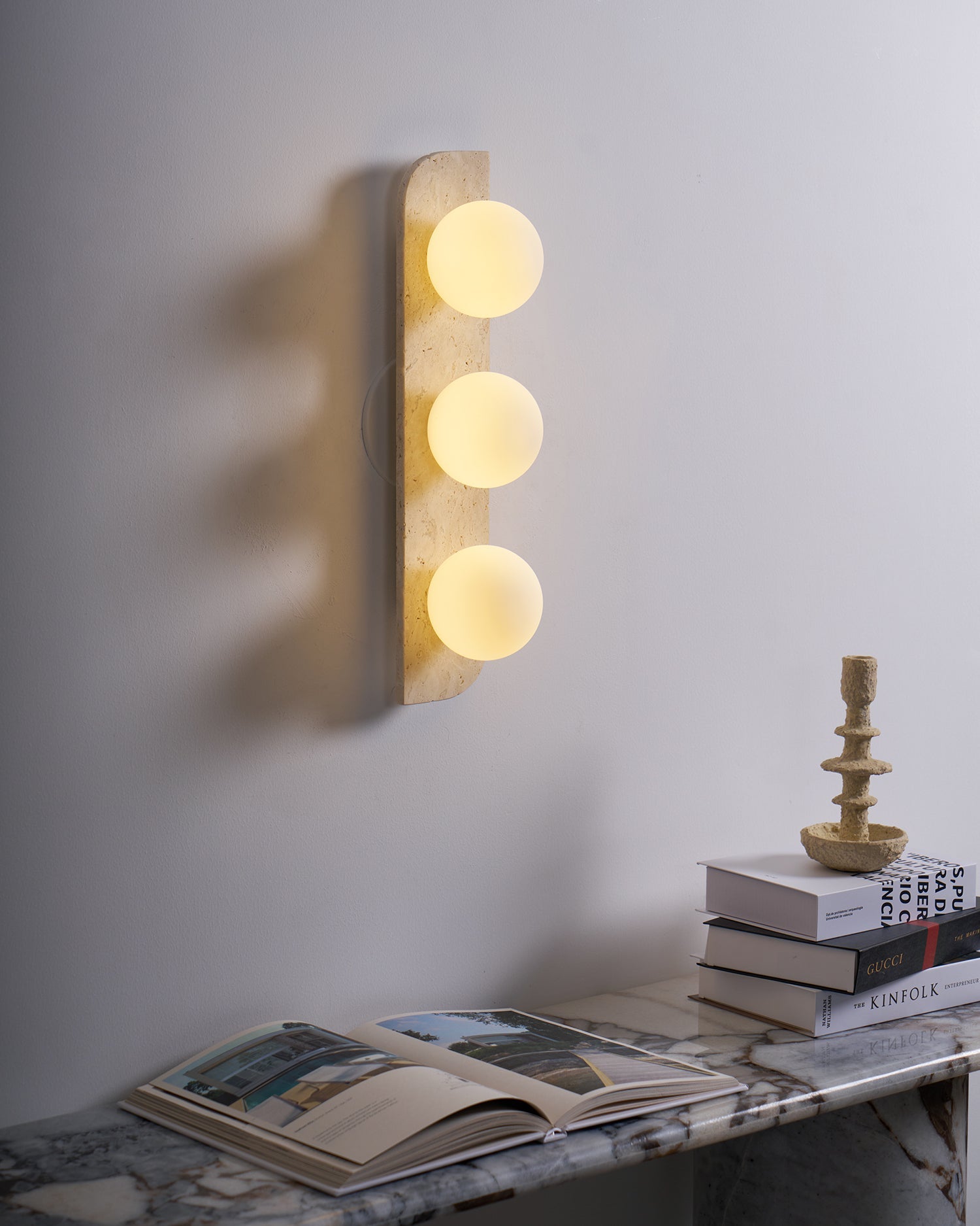 Phaidra - Globe Travertine Wall Light