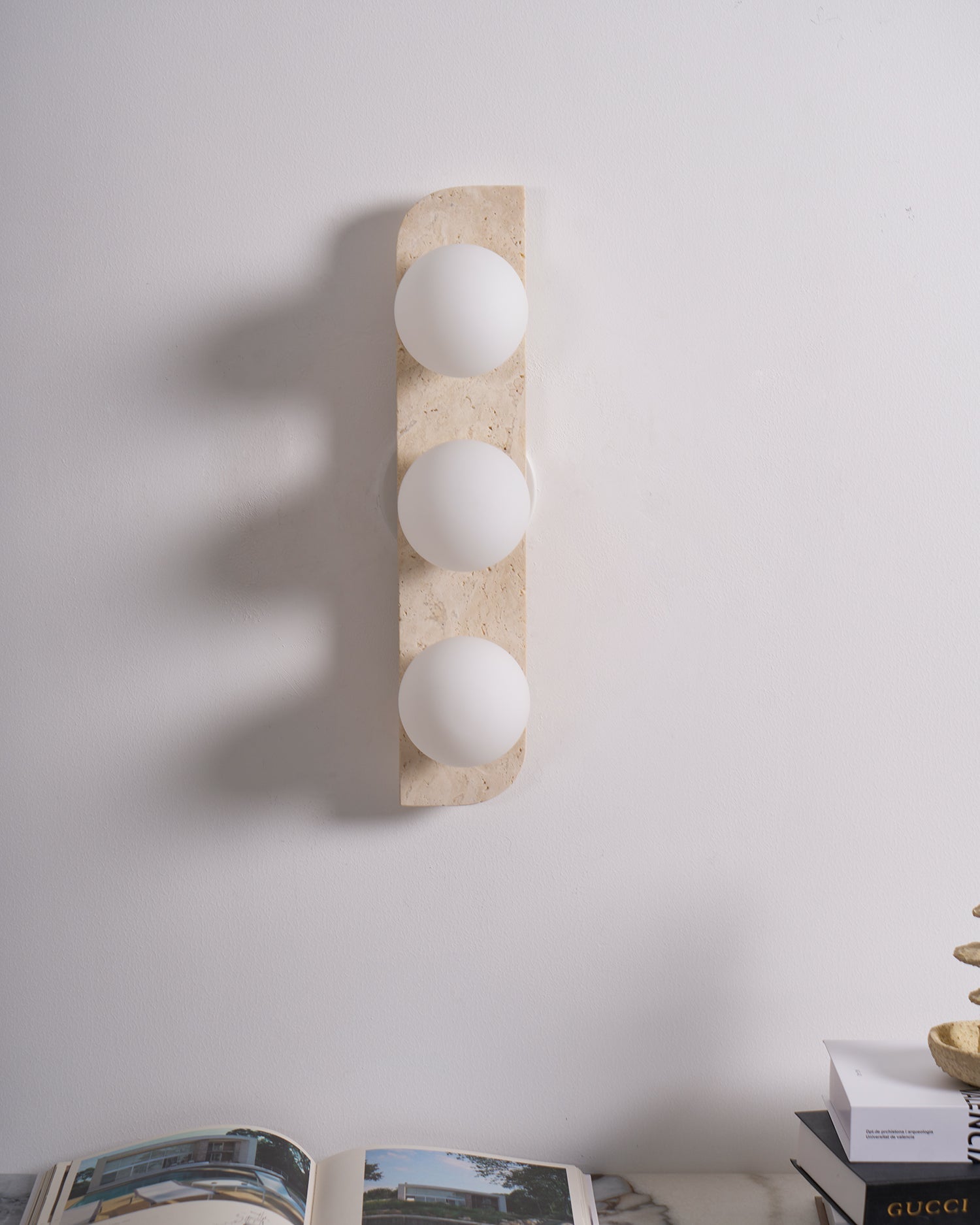 Phaidra - Globe Travertine Wall Light
