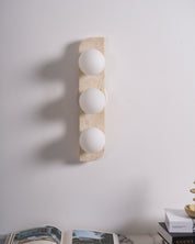 Glauke - Travertine and Glass Globe Plug-In Light