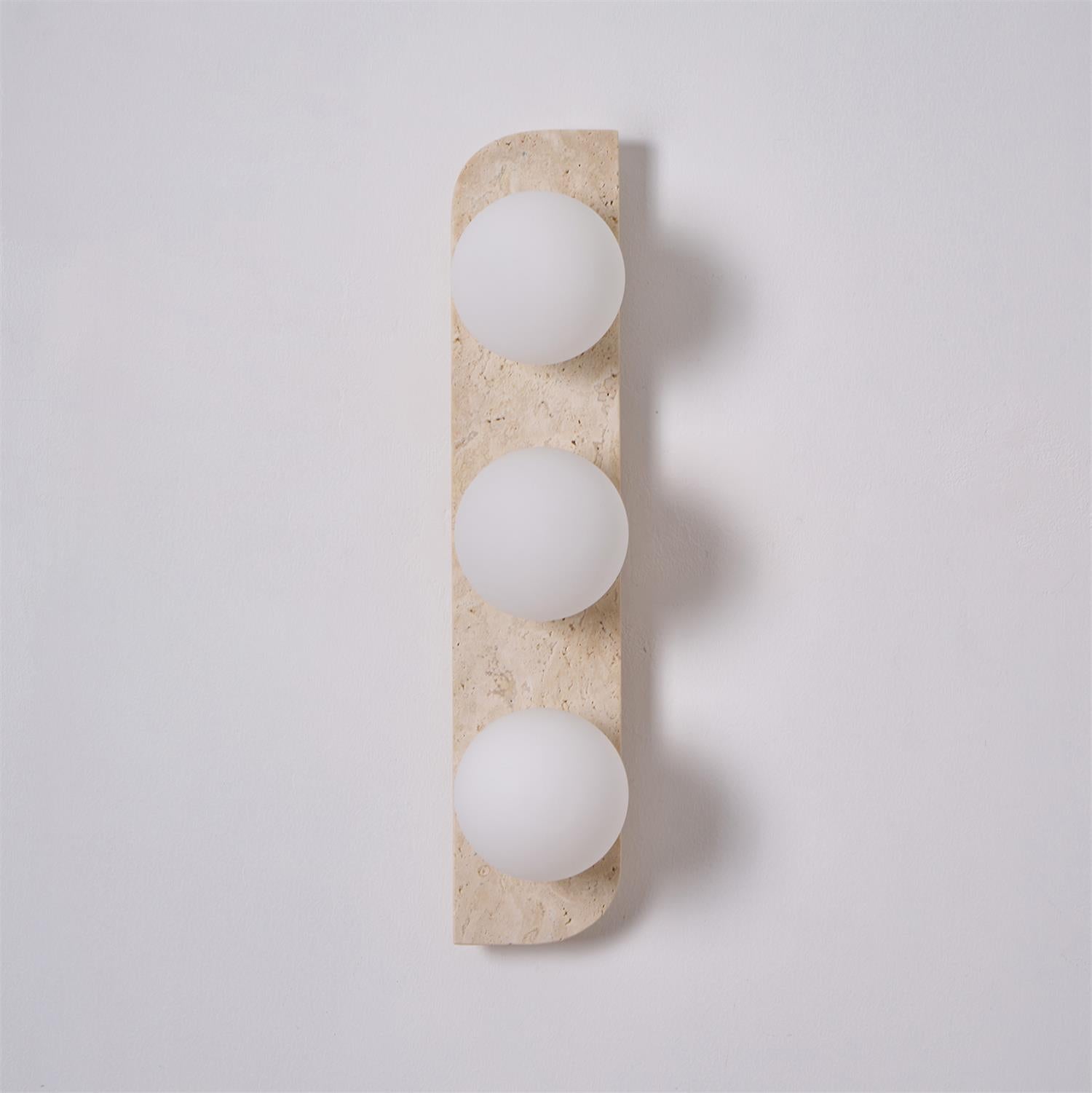Glauke - Travertine and Glass Globe Plug-In Light