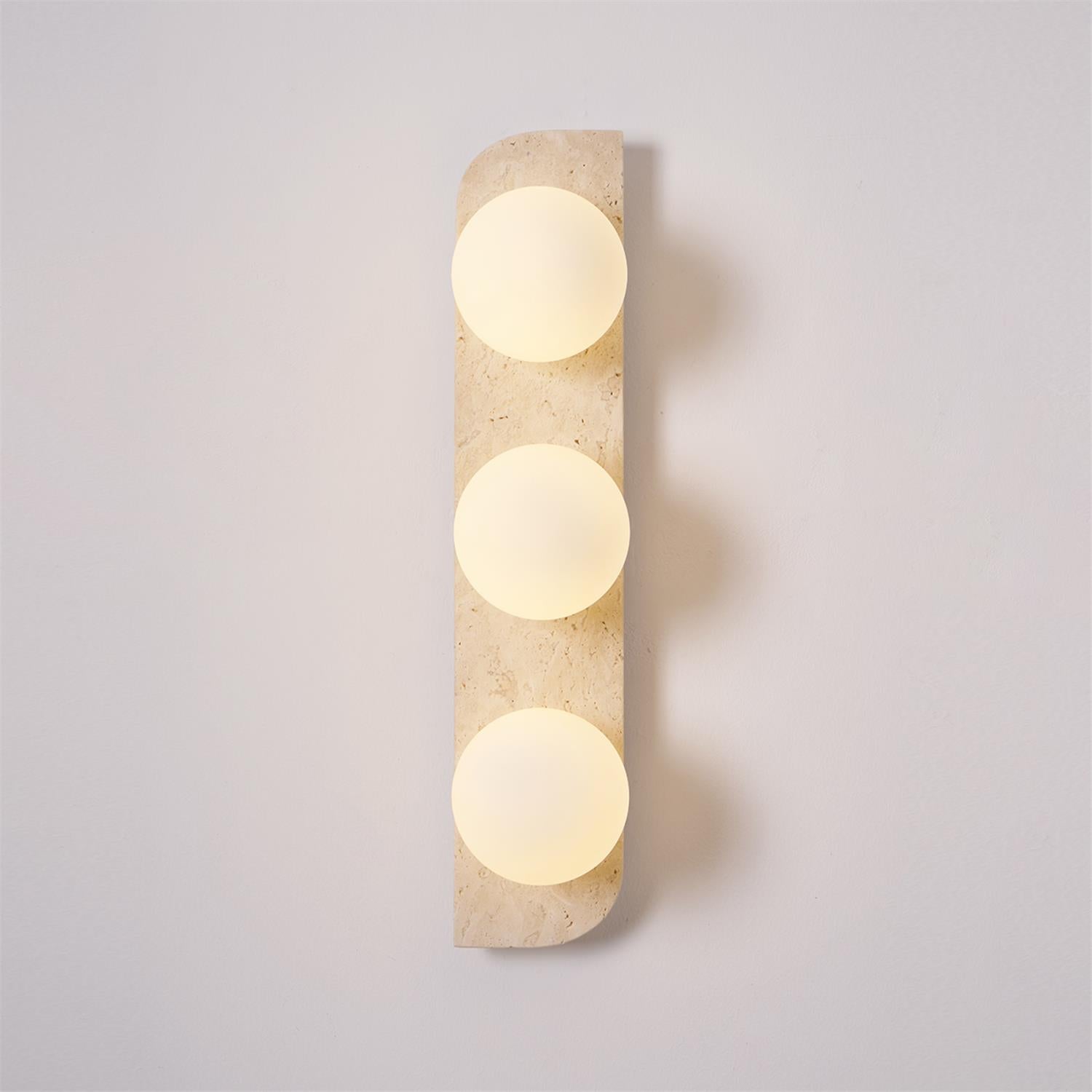 Glauke - Travertine and Glass Globe Plug-In Light