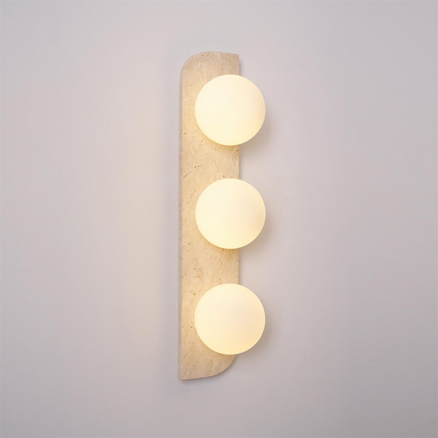 Glauke - Travertine and Glass Globe Plug-In Light