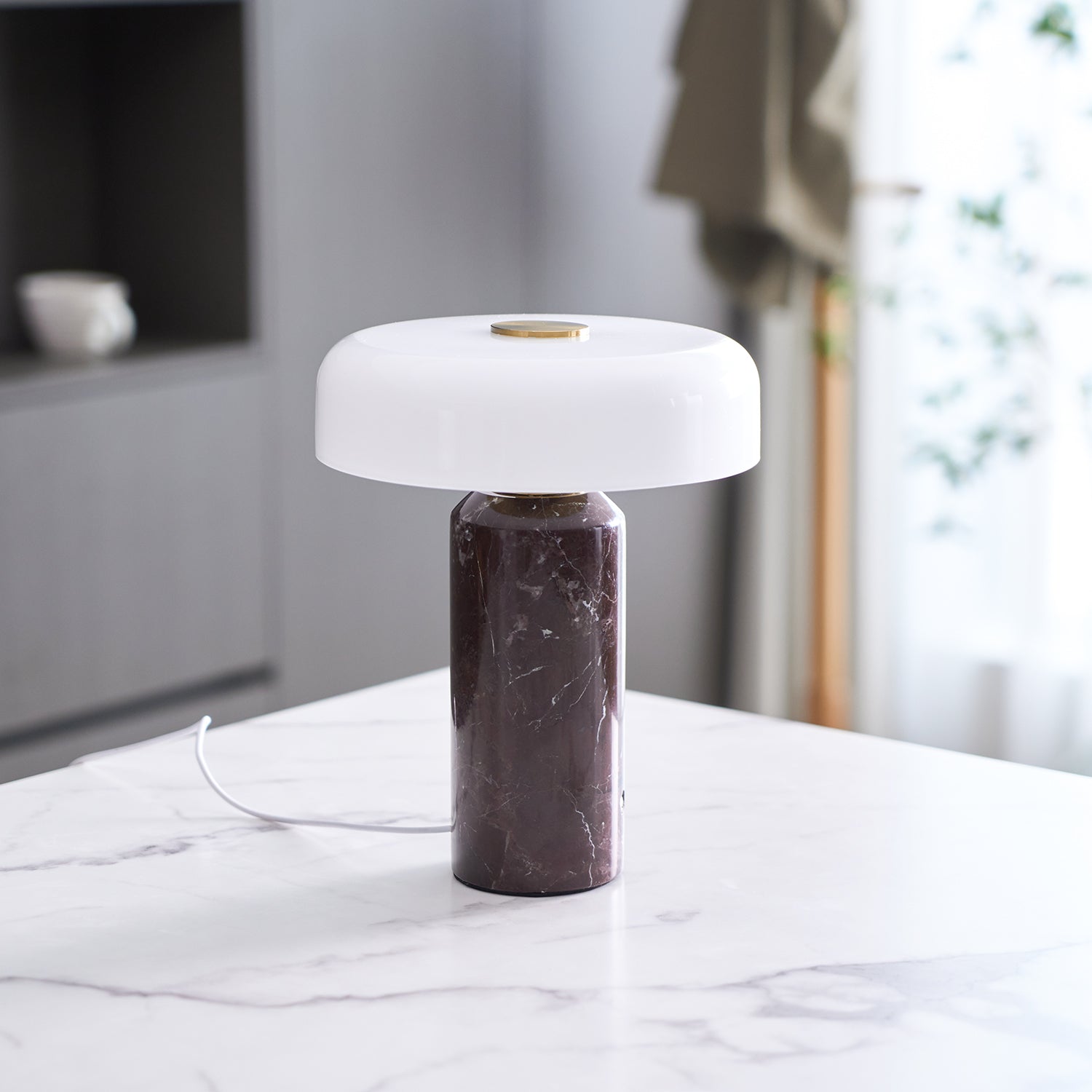 Hespera - Cordless Marble and Opaline Glass Table Lamp