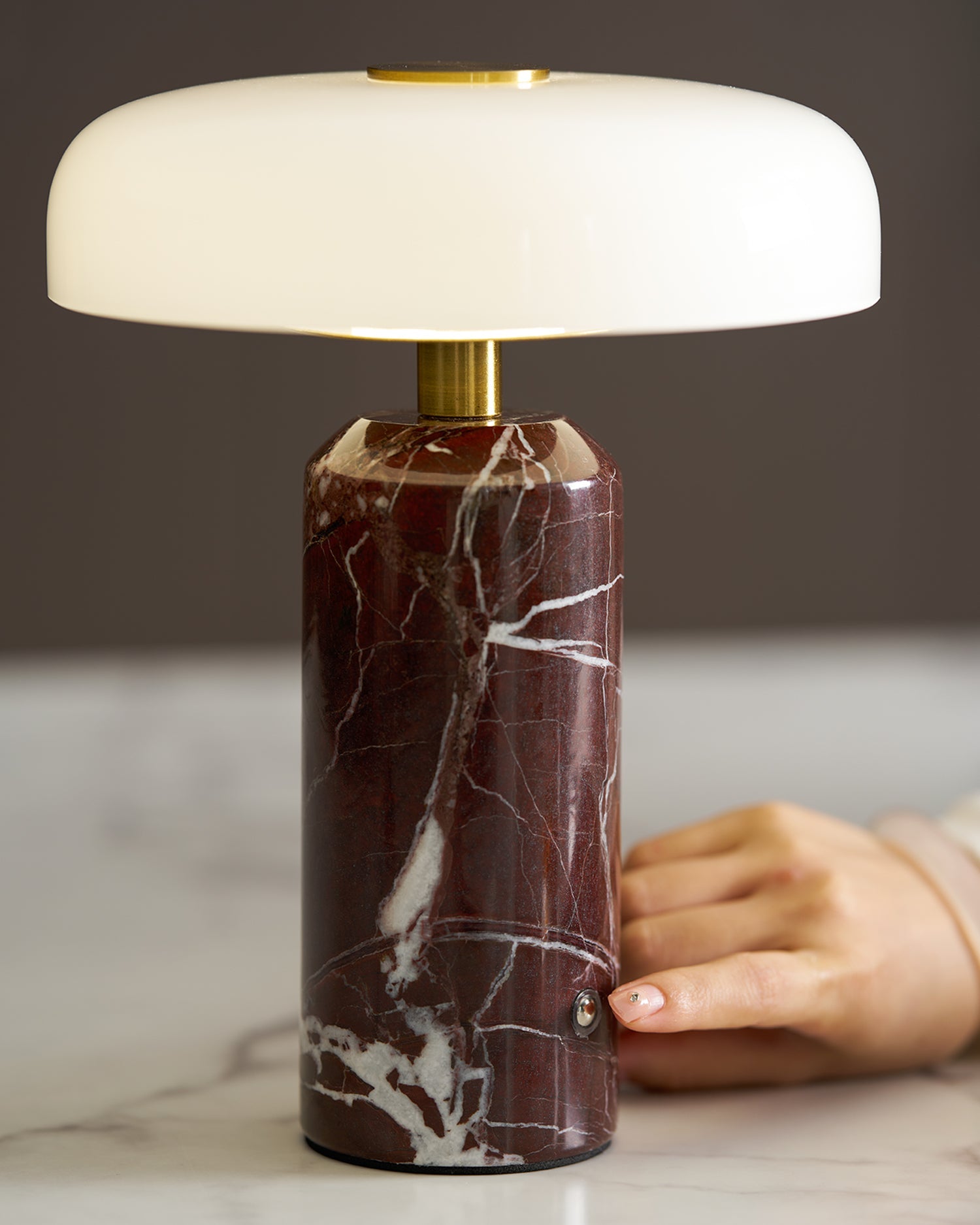 Hespera - Cordless Marble and Opaline Glass Table Lamp
