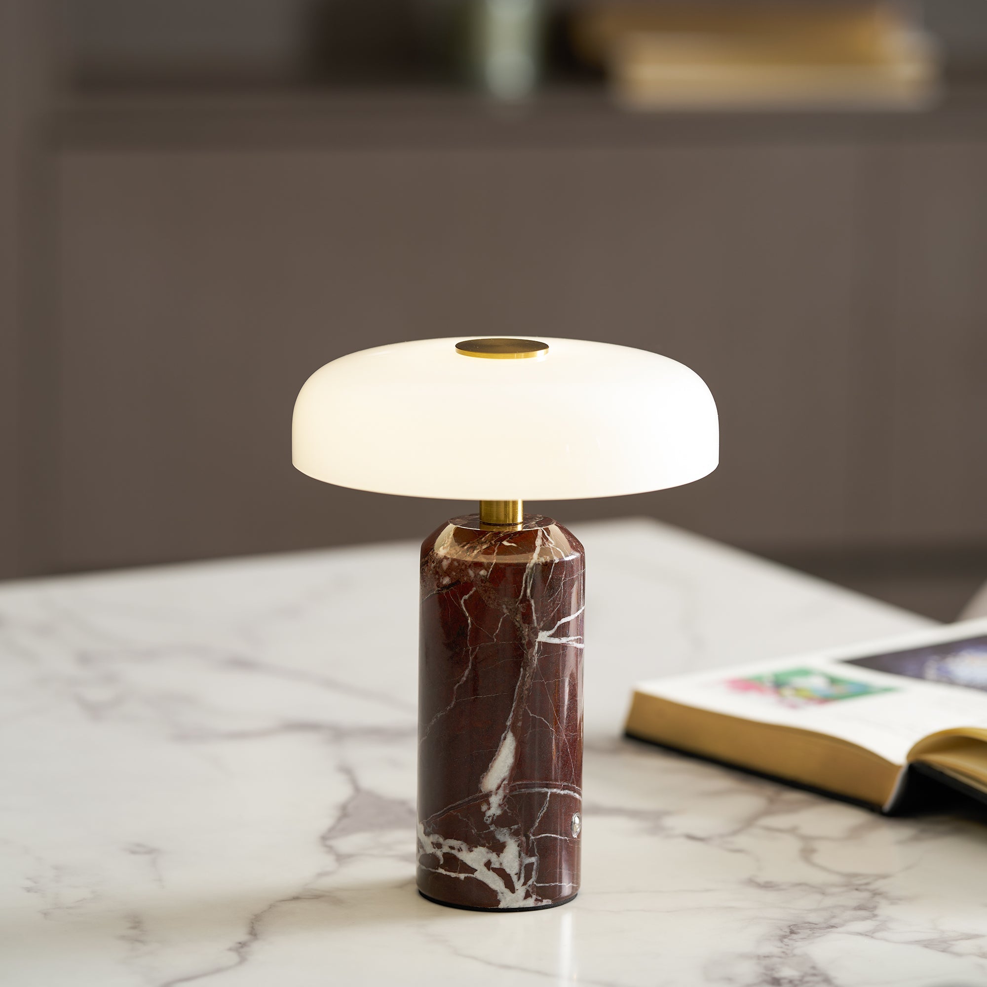Hespera - Cordless Marble and Opaline Glass Table Lamp