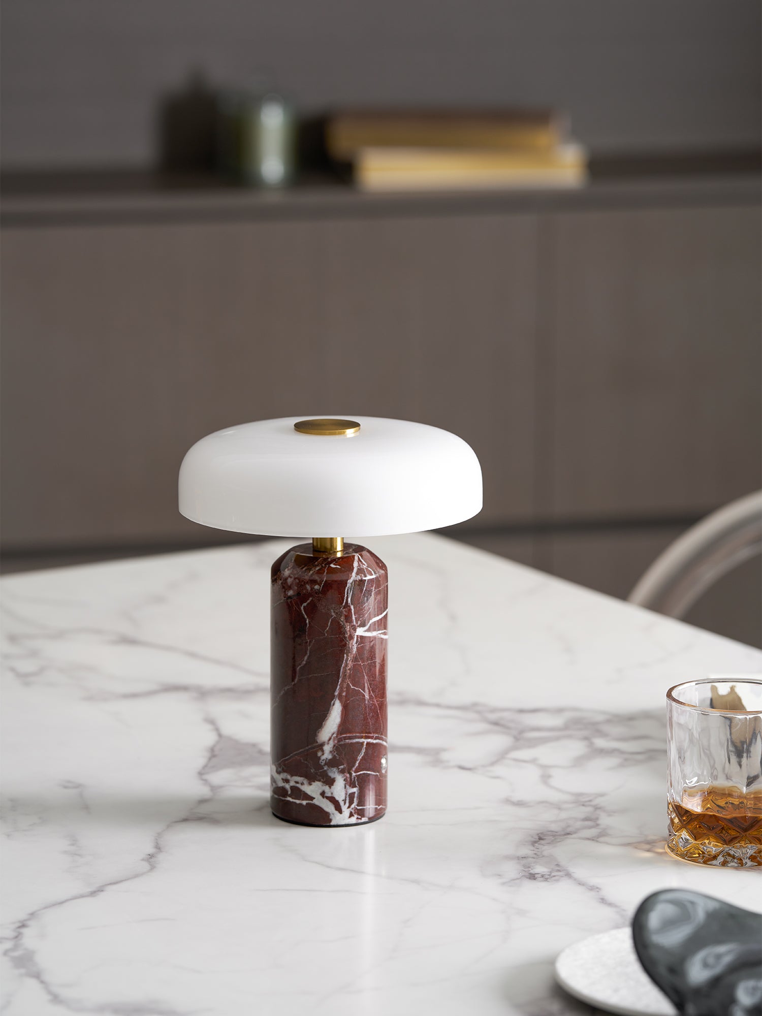 Hespera - Cordless Marble and Opaline Glass Table Lamp