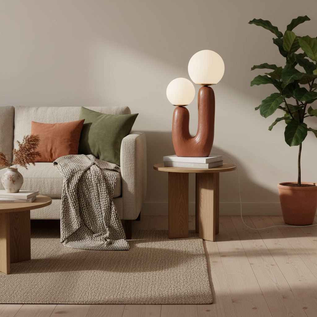 Kore - Colored Resin and White Glass Globe Table Lamp