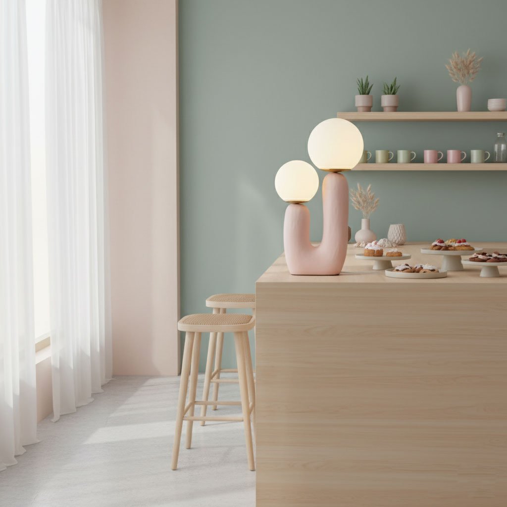 Kore - Colored Resin and White Glass Globe Table Lamp