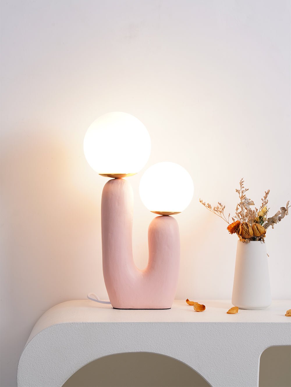 Kore - Colored Resin and White Glass Globe Table Lamp