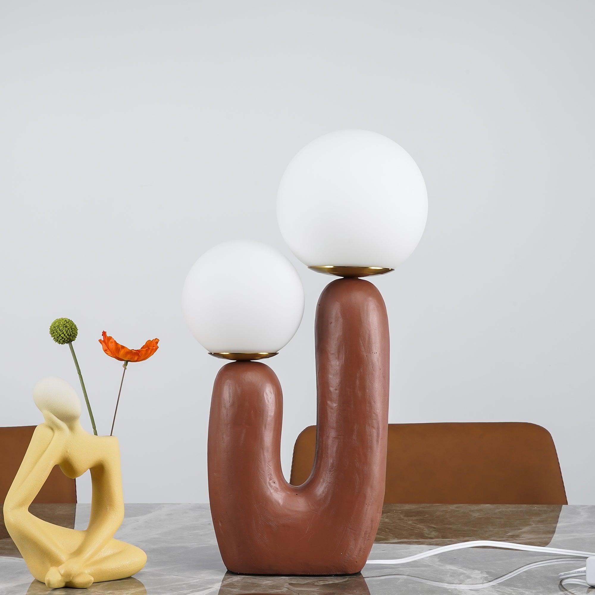 Kore - Colored Resin and White Glass Globe Table Lamp