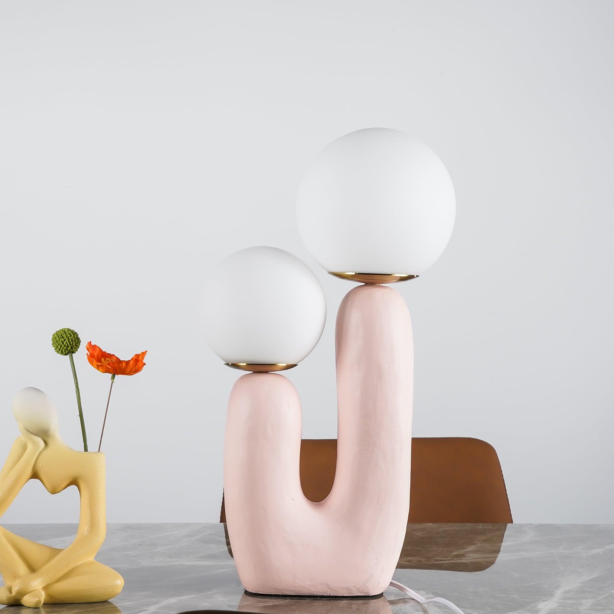 Kore - Colored Resin and White Glass Globe Table Lamp