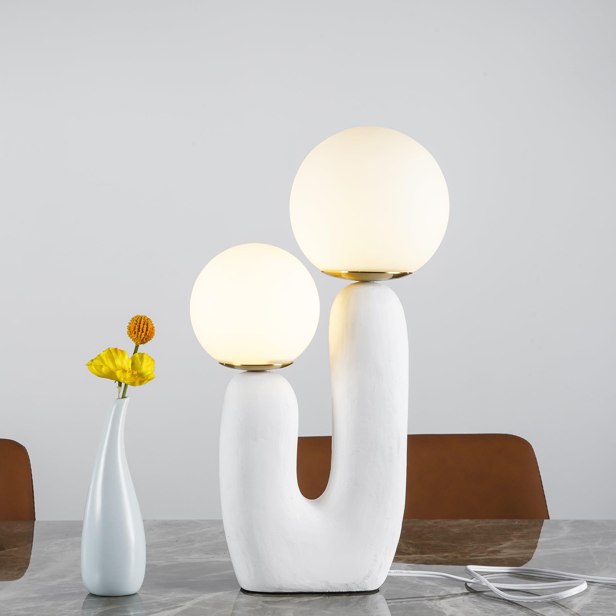 Kore - Colored Resin and White Glass Globe Table Lamp
