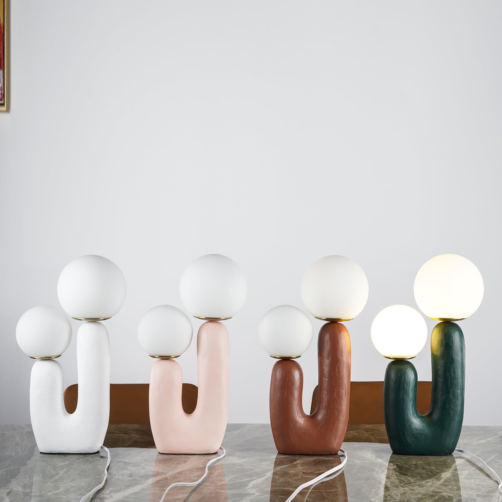 Kore - Colored Resin and White Glass Globe Table Lamp