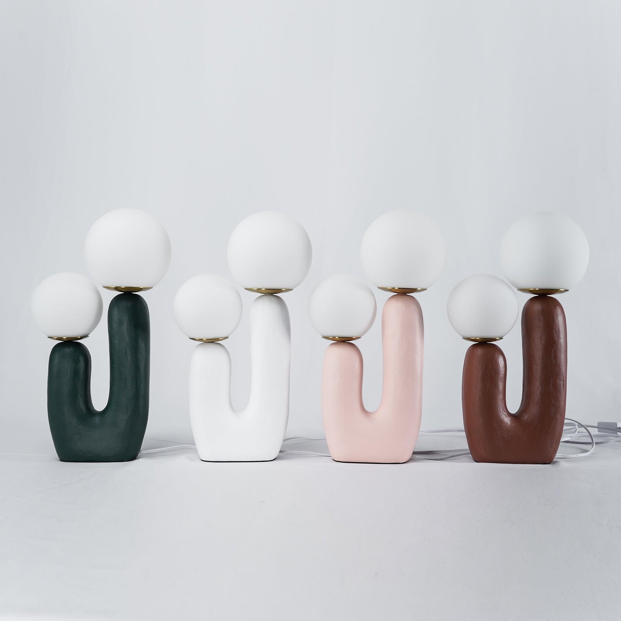 Kore - Colored Resin and White Glass Globe Table Lamp