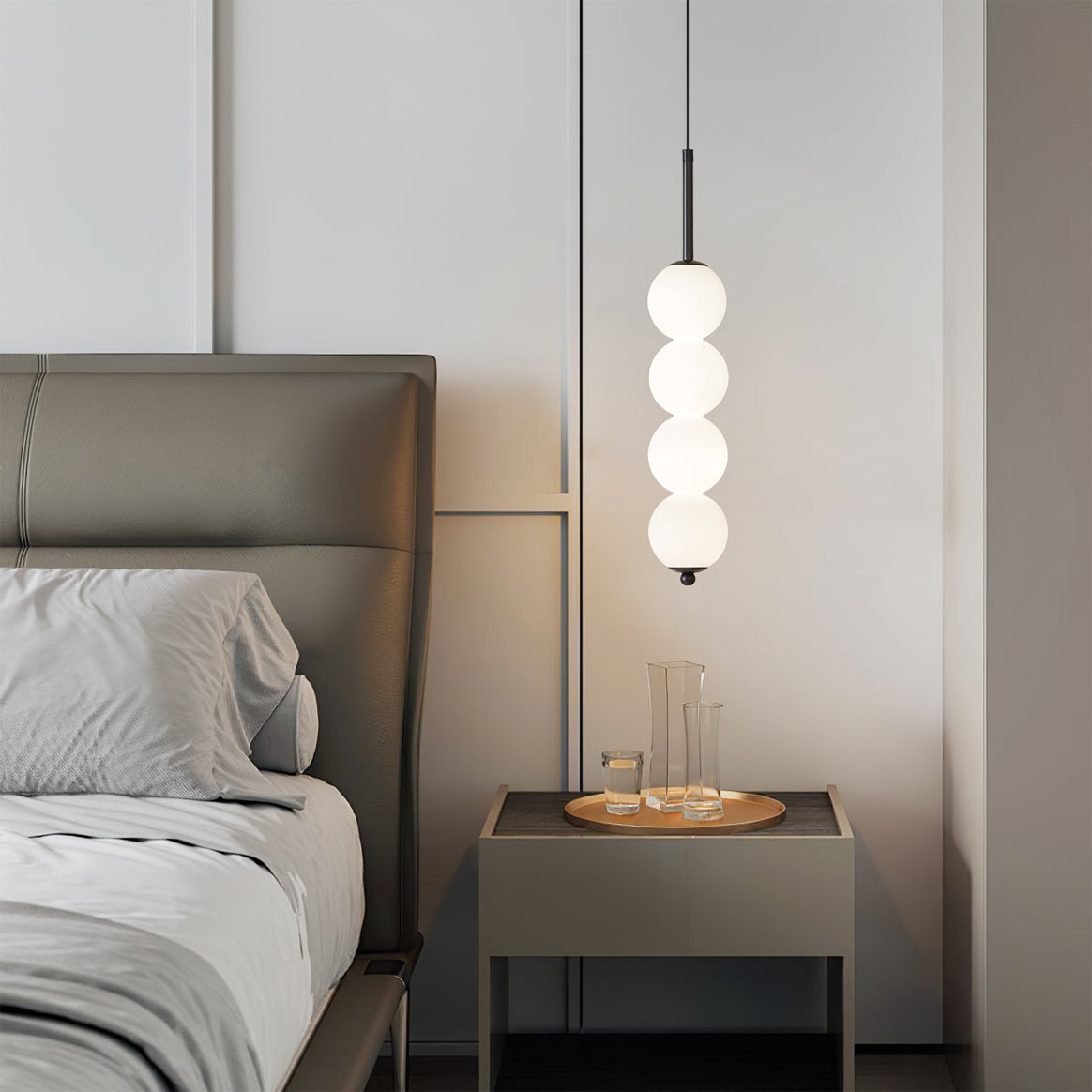 Rhoda Stacked Milk Glass Orb Pendant Light – detail 2