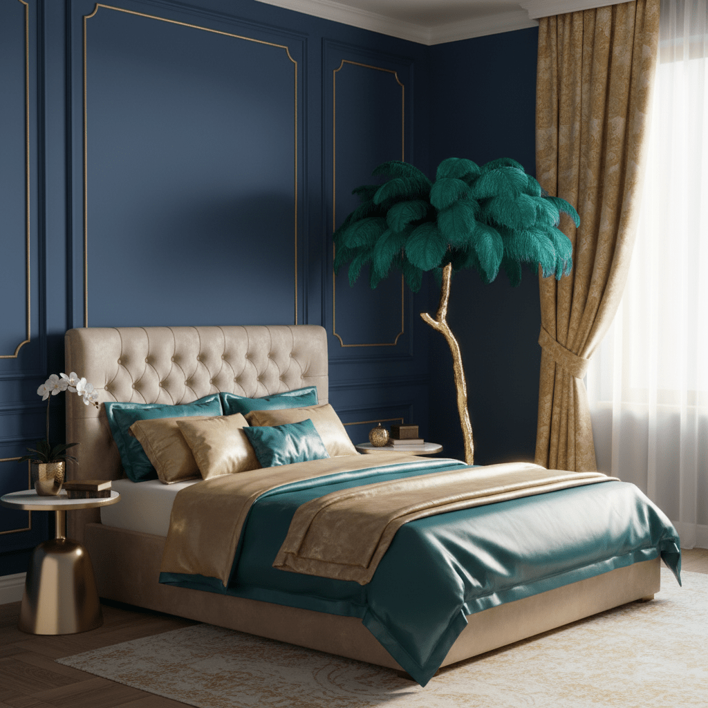 Auxo - Ostrich Feather and Brass Floor Lamp