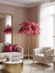 Auxo - Ostrich Feather and Brass Floor Lamp