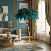 Auxo - Ostrich Feather and Brass Floor Lamp