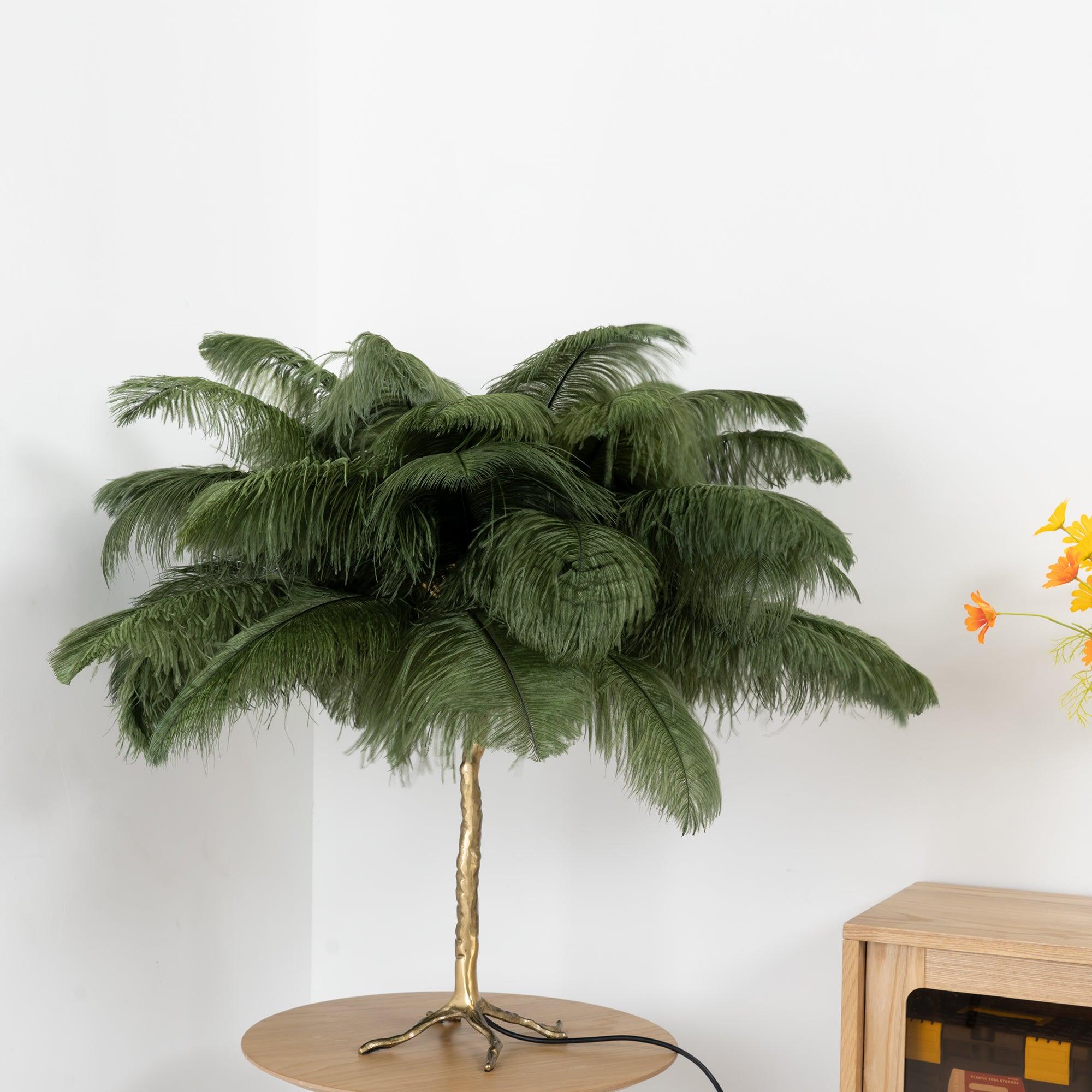 Aedon - Brass Ostrich Feather Table Lamp
