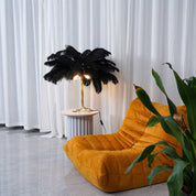 Aedon - Brass Ostrich Feather Table Lamp