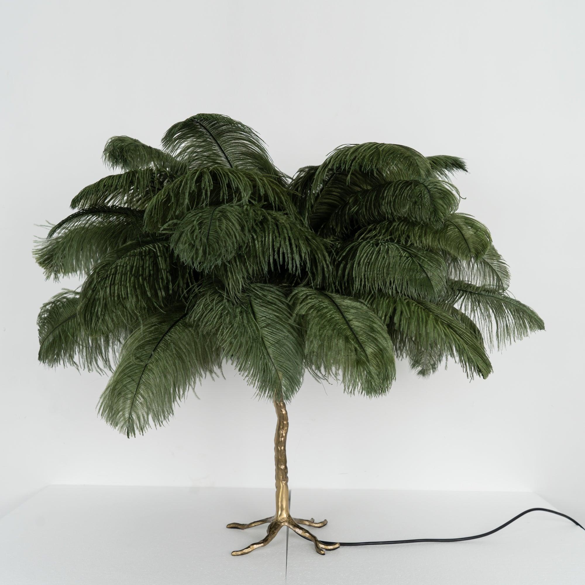 Aedon - Brass Ostrich Feather Table Lamp