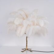 Aedon - Brass Ostrich Feather Table Lamp