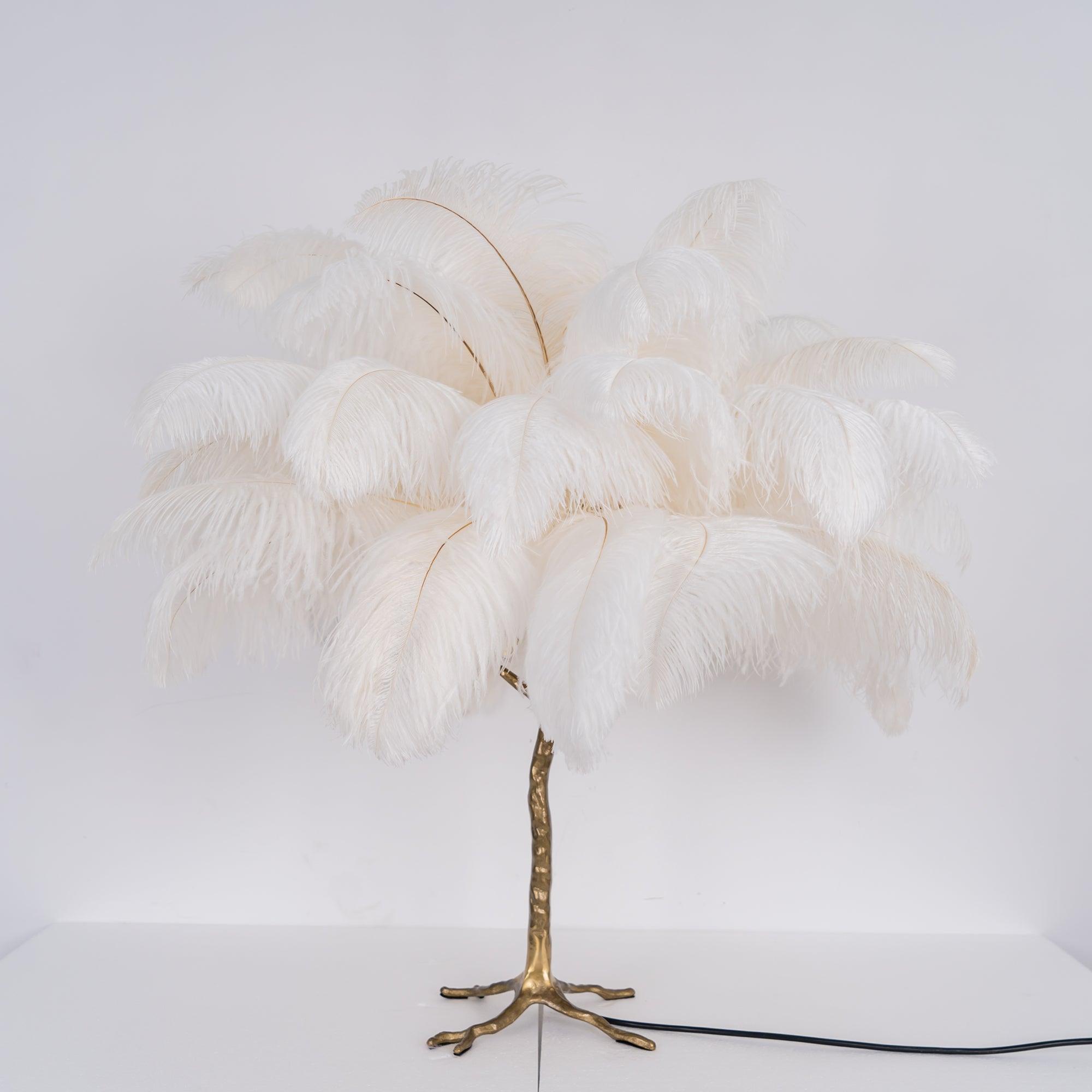 Aedon - Brass Ostrich Feather Table Lamp