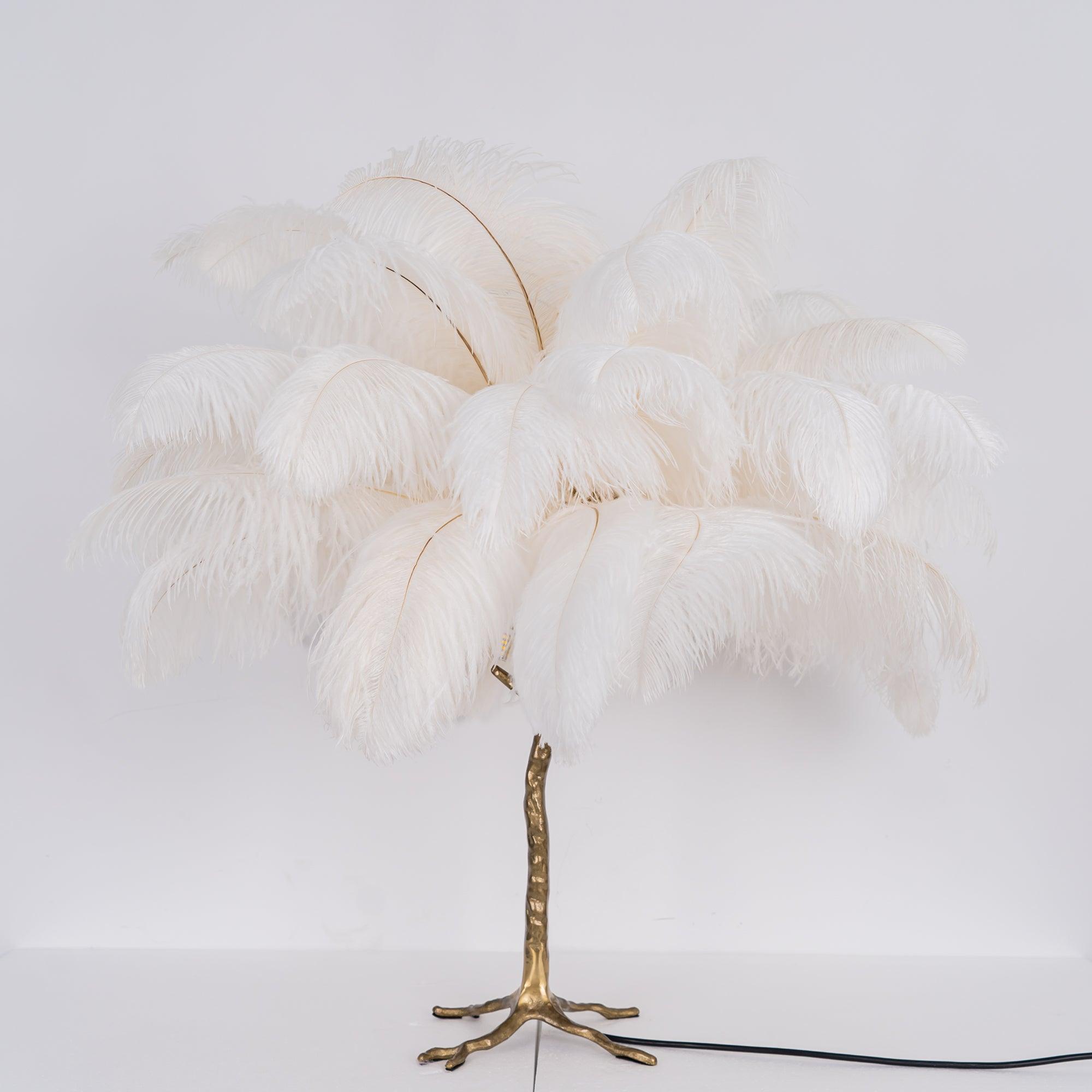 Aedon - Brass Ostrich Feather Table Lamp