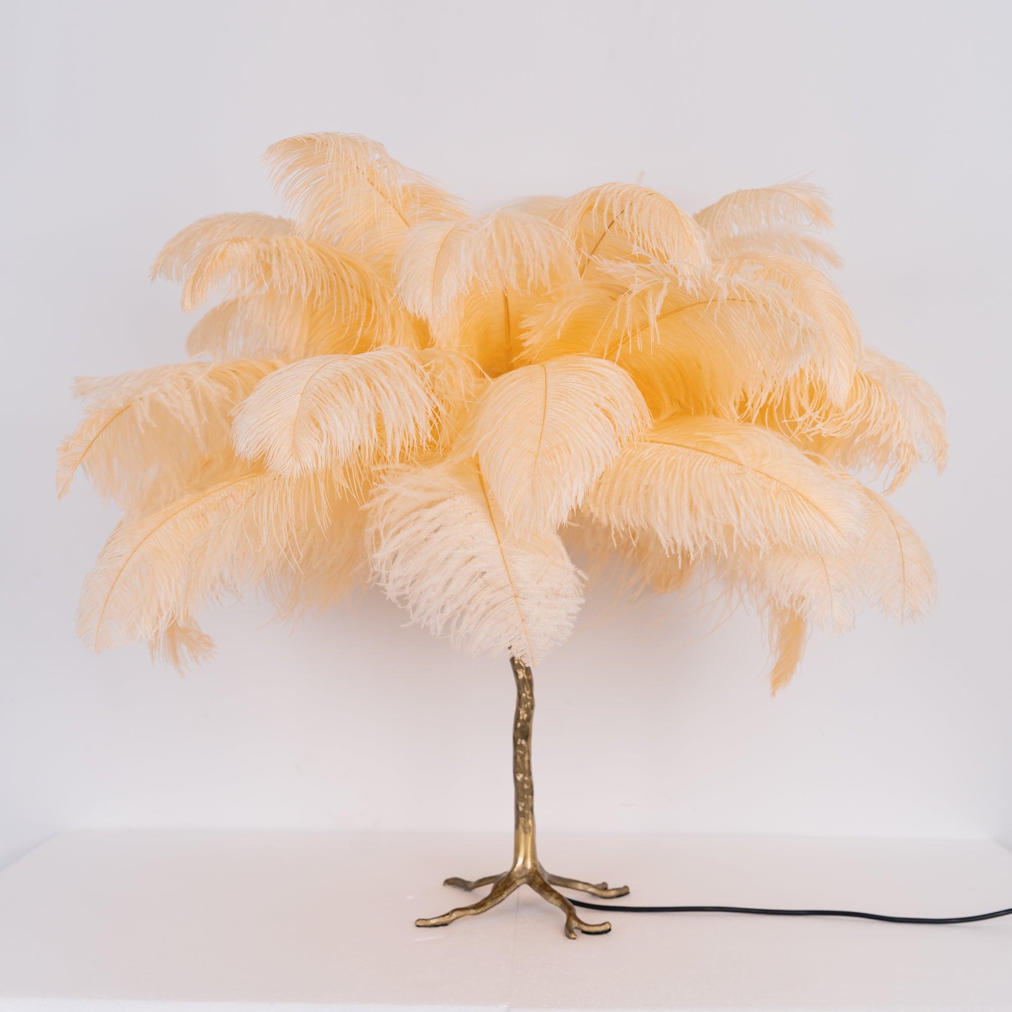 Aedon - Brass Ostrich Feather Table Lamp
