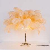 Aedon - Brass Ostrich Feather Table Lamp