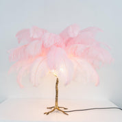 Aedon - Brass Ostrich Feather Table Lamp