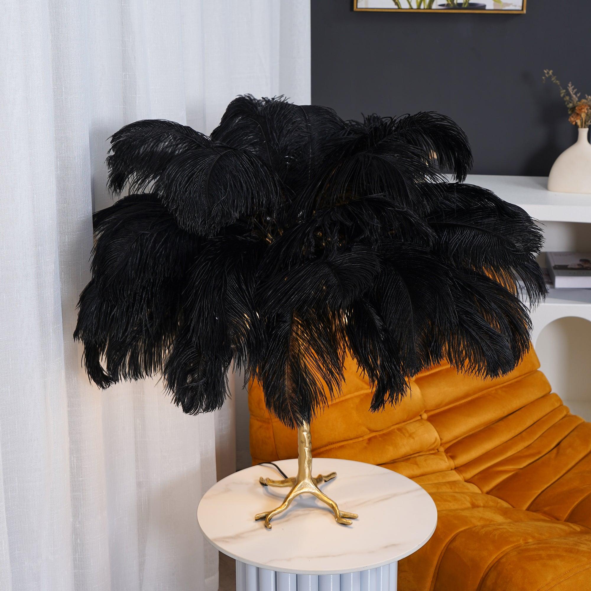Aedon - Brass Ostrich Feather Table Lamp
