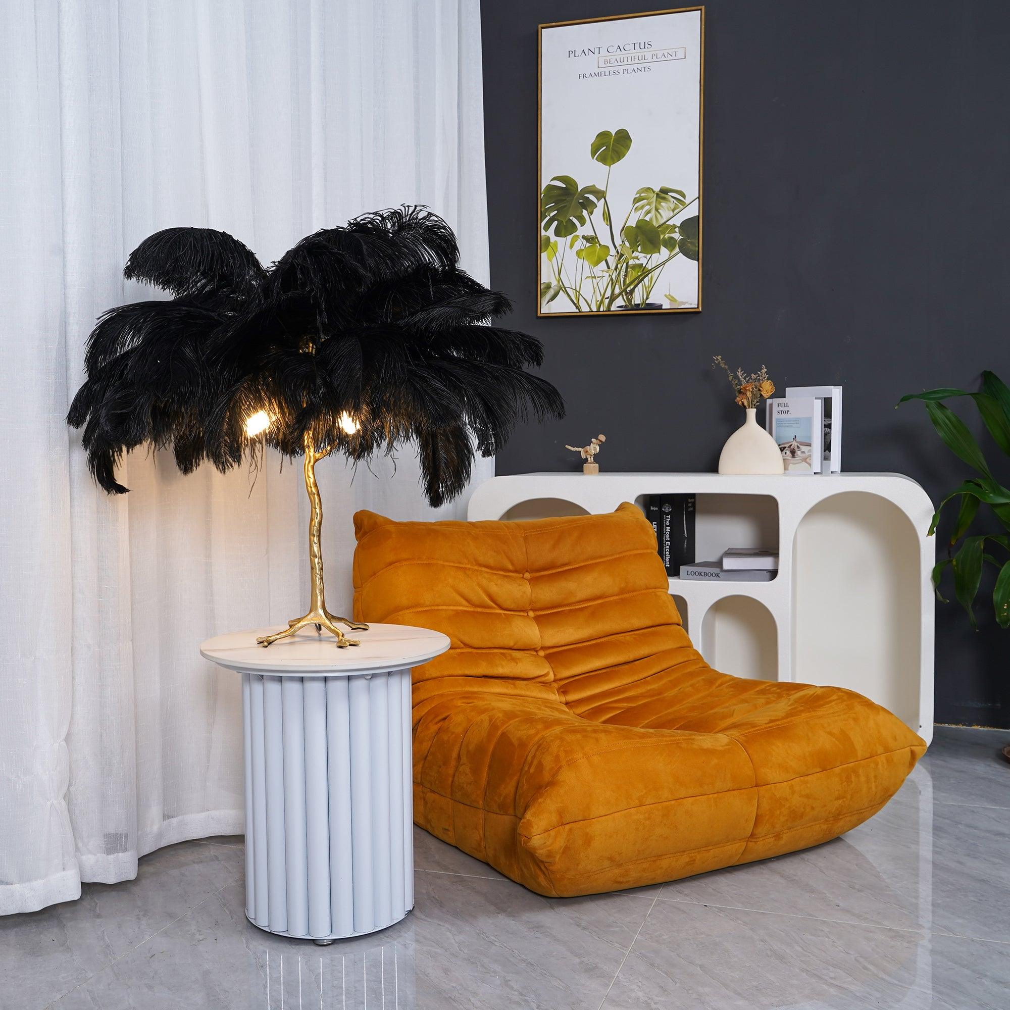 Aedon - Brass Ostrich Feather Table Lamp