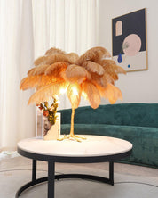 Aedon - Brass Ostrich Feather Table Lamp