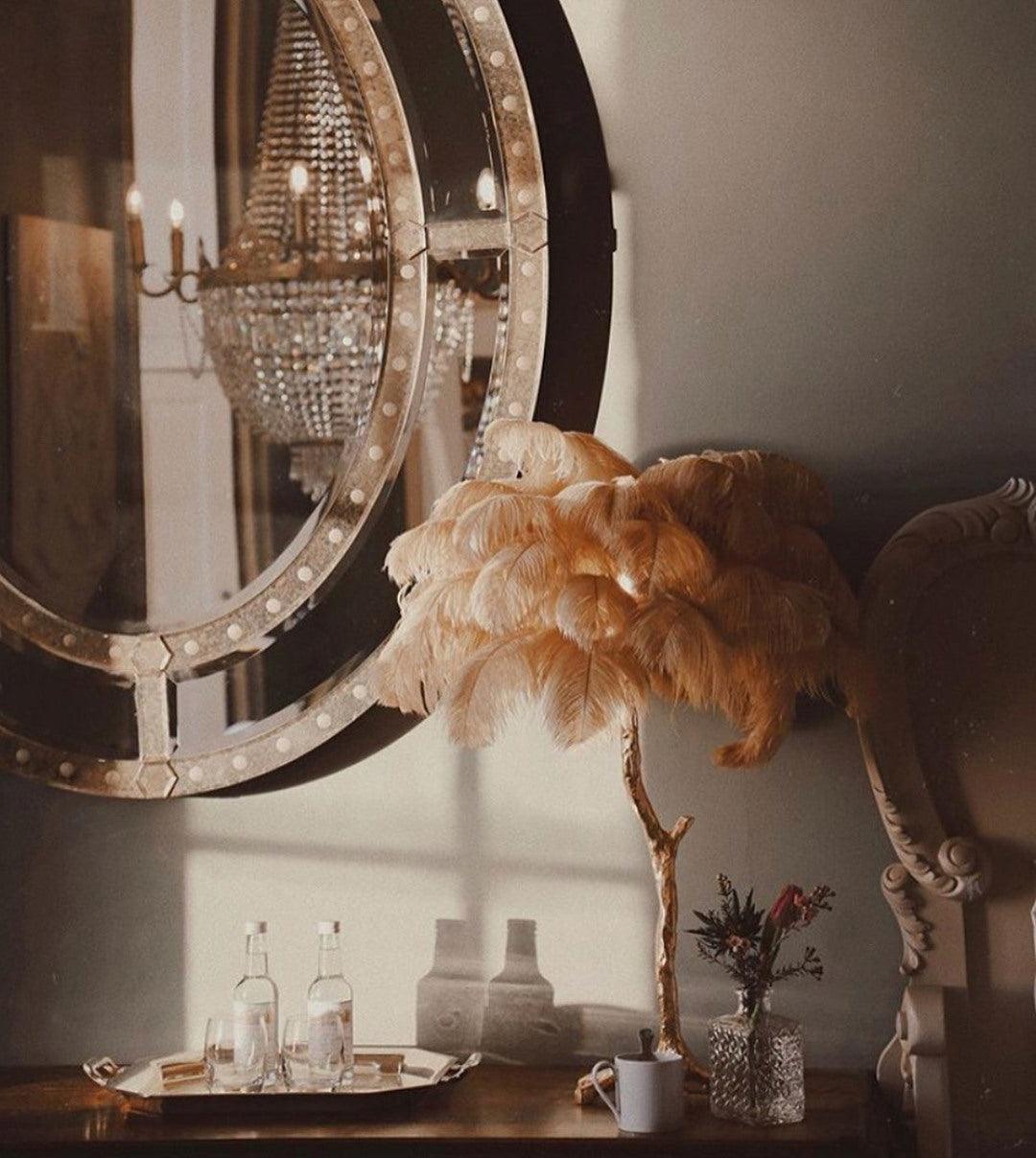 Aedon - Brass Ostrich Feather Table Lamp