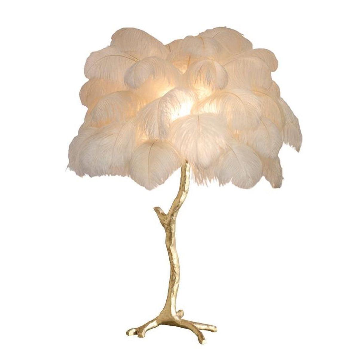 Aedon - Brass Ostrich Feather Table Lamp