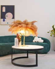 Aedon - Brass Ostrich Feather Table Lamp
