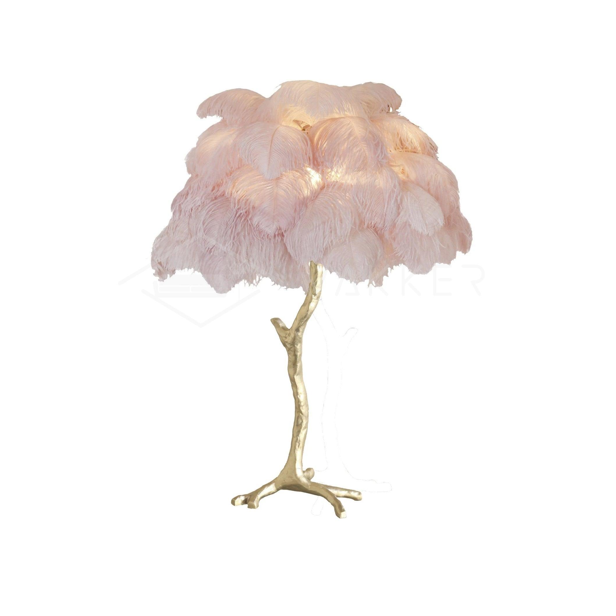 Aedon - Brass Ostrich Feather Table Lamp