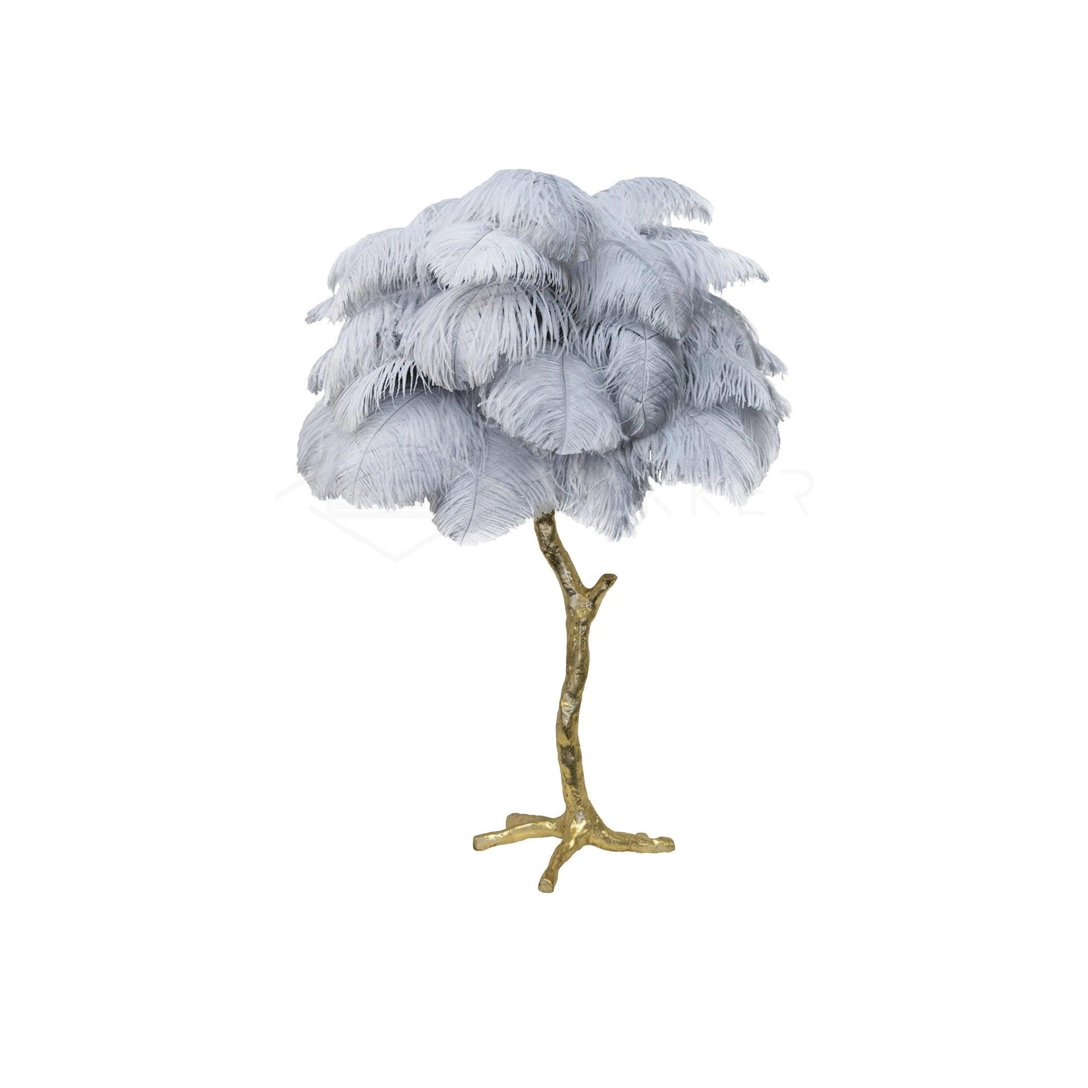 Aedon - Brass Ostrich Feather Table Lamp