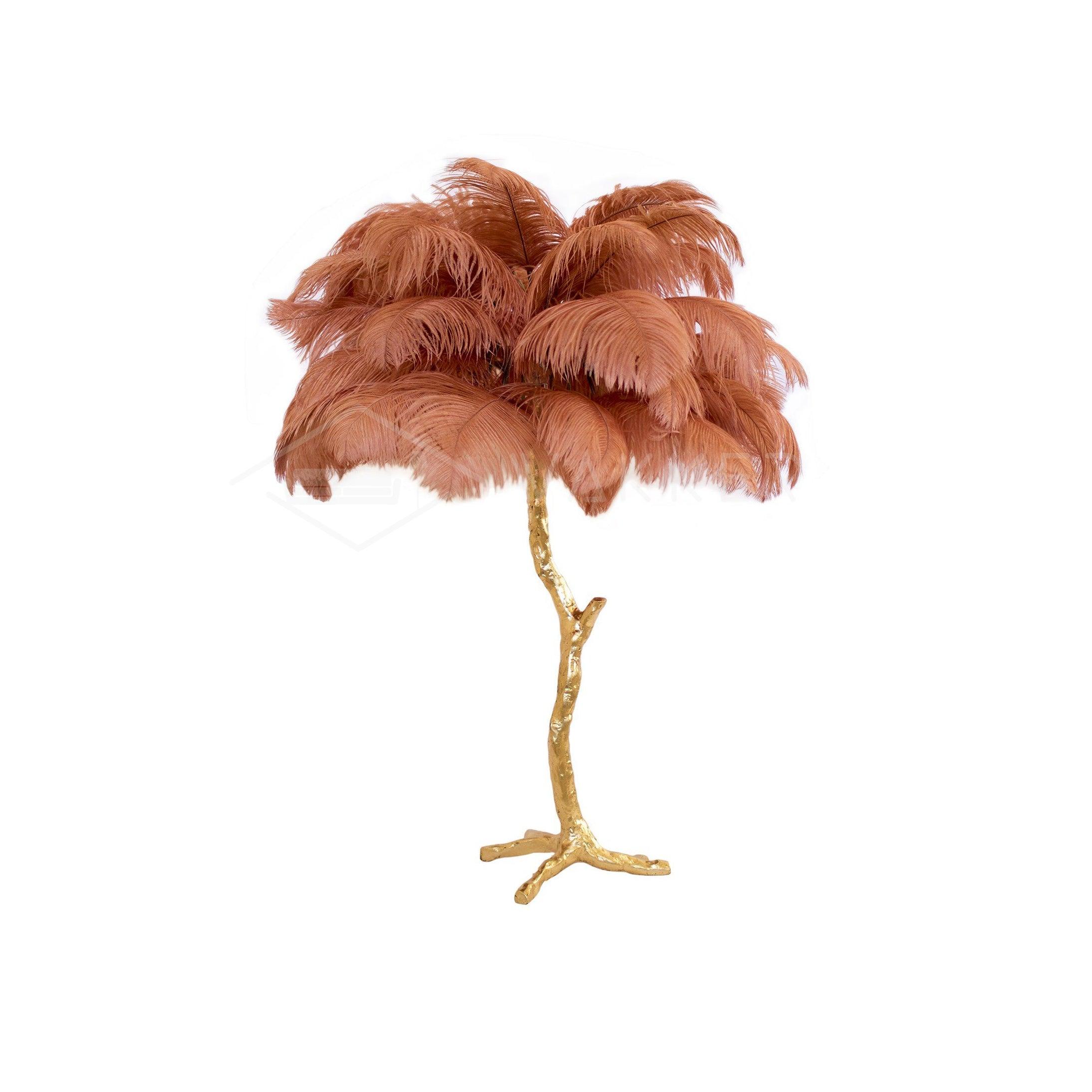 Aedon - Brass Ostrich Feather Table Lamp