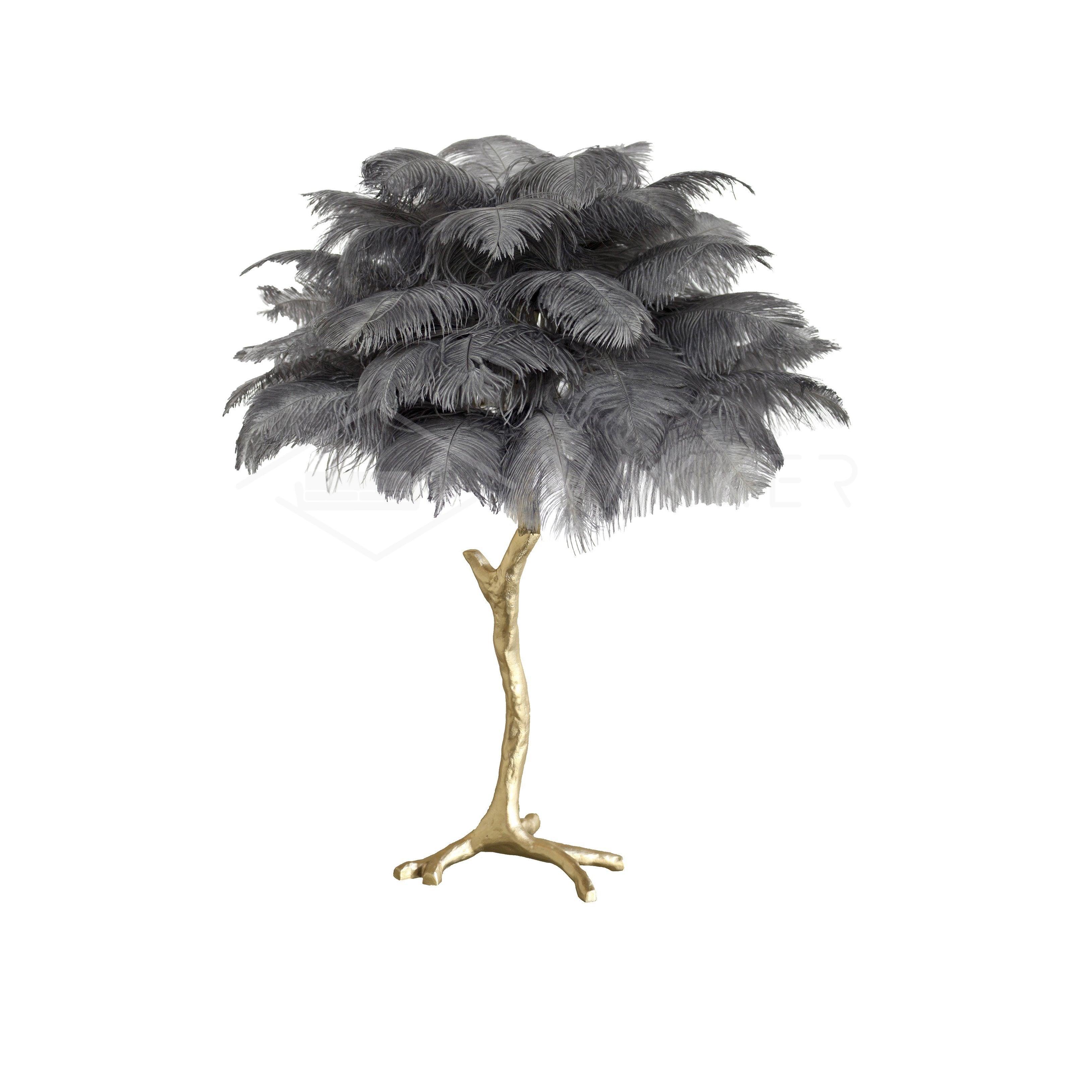 Aedon - Brass Ostrich Feather Table Lamp