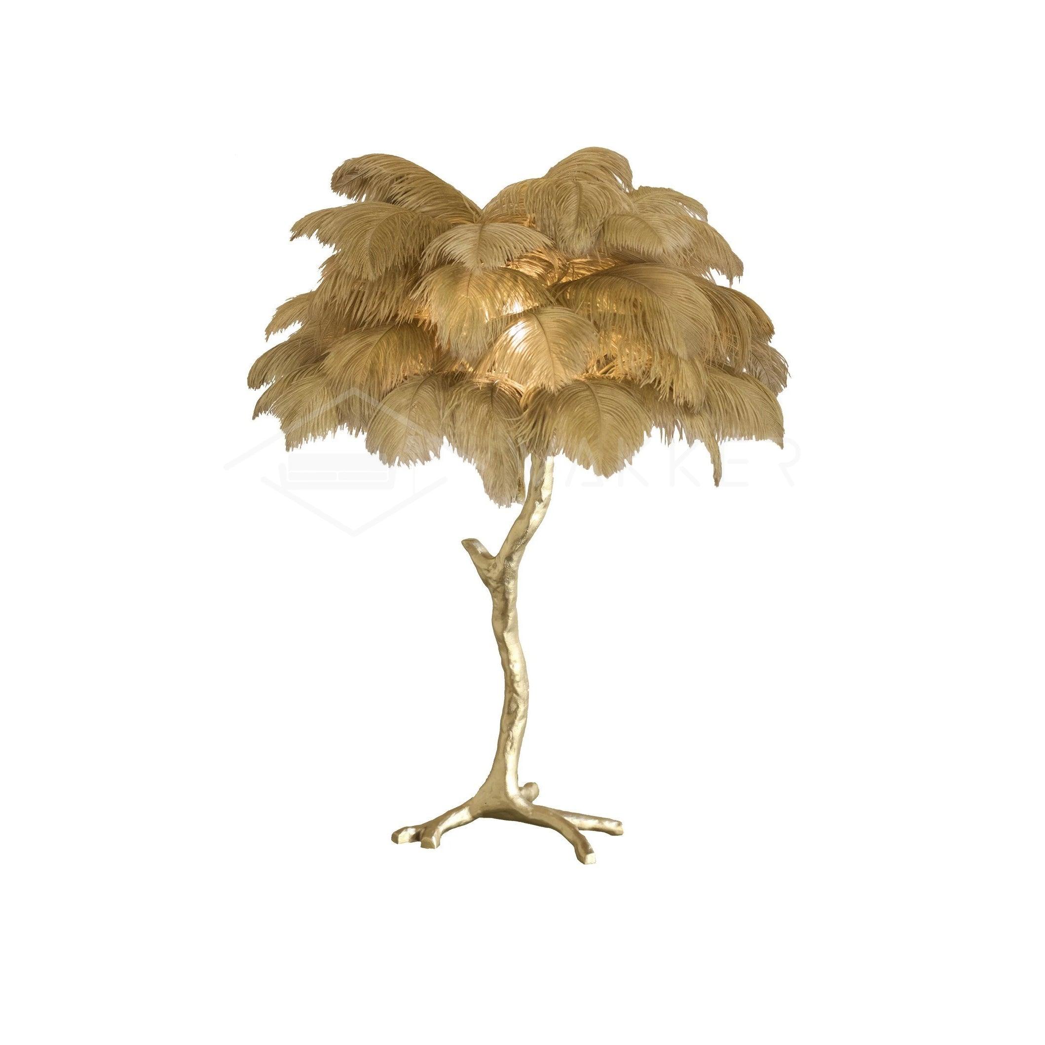 Aedon - Brass Ostrich Feather Table Lamp