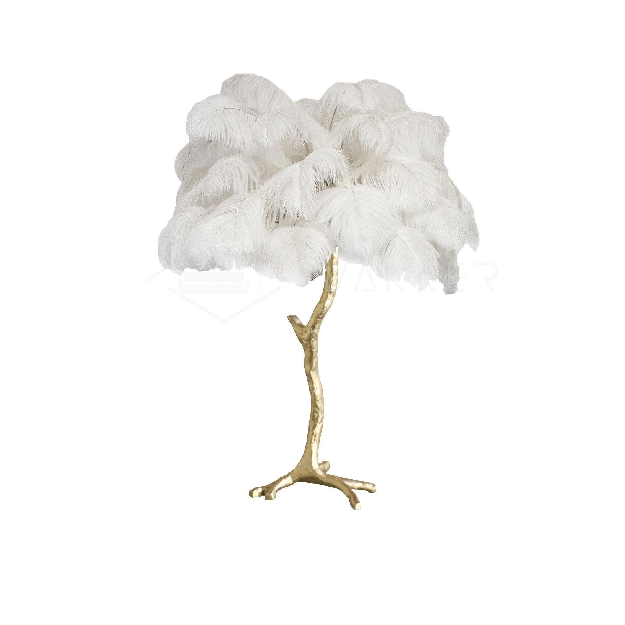 Aedon - Brass Ostrich Feather Table Lamp