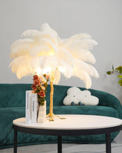 Aedon - Brass Ostrich Feather Table Lamp